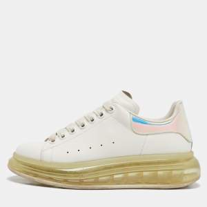Alexander McQueen White/Iridescent Leather Oversized Sneakers Size 39