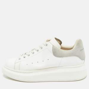 Alexander McQueen White/Grey Suede and Leather Oversized Sneakers Size 37