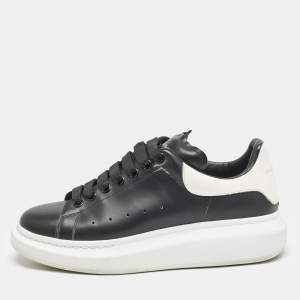 Alexander McQueen Black Leather Oversized Low Top Sneakers Size 41.5