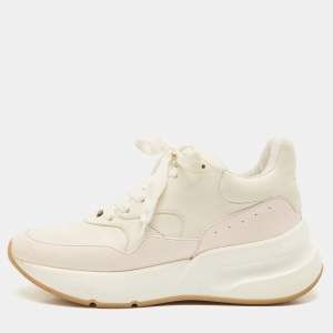 Alexander McQueen White/Pink Leather Chunky Sneakers Size 38