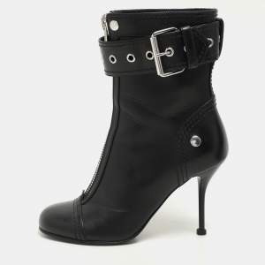 Alexander McQueen Black Leather Ankle Length Boots Size 36