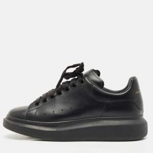 Alexander McQueen Black Leather Larry Sneakers Size 40.5