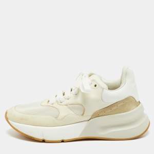 Alexander McQueen Cream/Off White Leather and Fabric Oversized Runner Sneakers Size 40