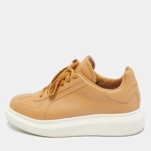 Alexander McQueen Light Brown Leather Oversized Retro Sneakers Size 39.5