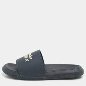 Alexander McQueen Navy Blue Rubber Flat Slides Size 37