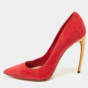 Alexander McQueen Red Suede Pointed Toe Pumps Size 41