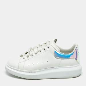 Pre Owned Alexander McQueen White/Iridescent Leather Larry Sneakers Size 41