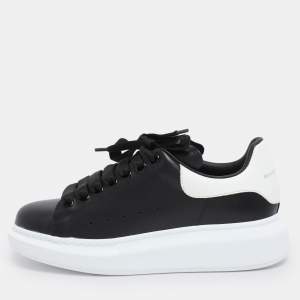Alexander McQueen Black/White Leather Oversized Low Top Sneakers Size 36