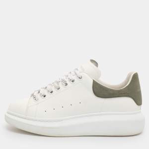 Pre Owned Alexander McQueen White Leather and Suede Oversized Low Top Sneakers Size 39