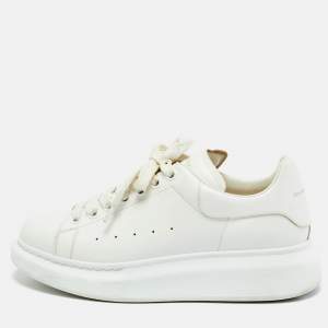 Pre Owned Alexander McQueen White Leather Oversized Low Top Sneakers Size 39.5