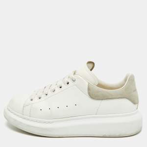 Pre Owned Alexander McQueen Oversized Size 40 White/Grey Leather and Suede Lace Up Sneakers