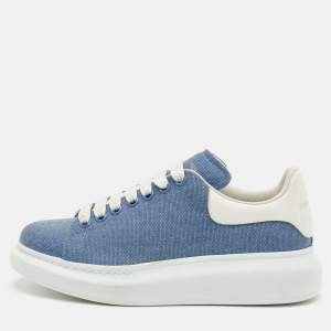 مملوكة مسبقًا Alexander McQueen Oversized Size 39 Blue/White Denim and Leather Lace Up Sneakers