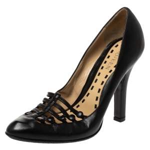 Pre Owned Alexander McQueen Black Leather Pumps Size 38.5