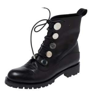 Pre Owned Alexander McQueen Black Leather Boots Size 39
