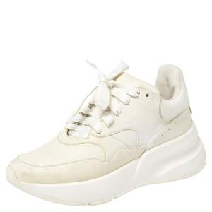 Pre Owned Alexander McQueen White Leather Oversized Sneakers Size 36