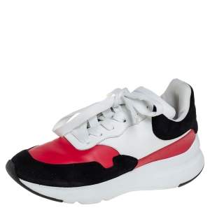 Pre Owned Alexander McQueen Multicolor Leather And Suede Oversized Runner Low Top Sneakers Size 38.5