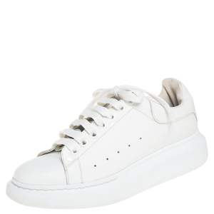 Pre Owned Alexander McQueen Off-White Leather Oversized Sneakers Size 40