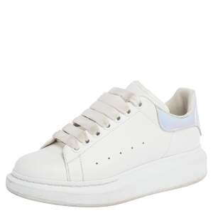 Pre Owned Alexander McQueen White Leather Lace Up Sneakers Size 37