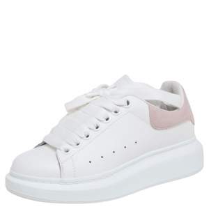 Pre Owned Alexander McQueen White Leather Oversized Low Top Sneakers Size 34
