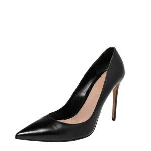Pre Owned Alexander McQueen Black Leather Pointed Toe Pumps Size 39