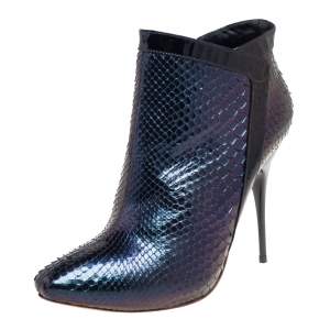 Alexander McQueen Purple Python Ankle Boots Size 39