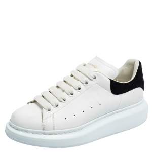 Pre Owned Alexander McQueen White Leather and Suede Oversized Low-Top Sneakers Size 39