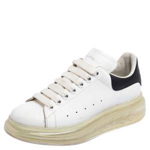 Alexander McQueen White/Black Leather Oversized Sneakers Size 37.5