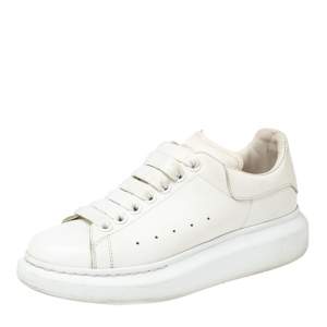 Pre Owned Alexander McQueen White Leather Oversized Low-Top Sneakers Size 37.5