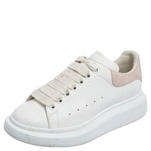 Pre Owned Alexander McQueen White Leather Oversized Low Top Sneakers Size 36.5