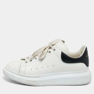 Pre Owned Alexander McQueen White/Black Leather Oversized Sneakers Size 41