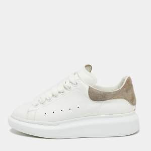 Pre Owned Alexander McQueen White Leather Oversized Sneakers Size 36.5