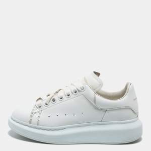 Pre Owned Alexander McQueen White Leather Lace Up Sneakers Size 36.5
