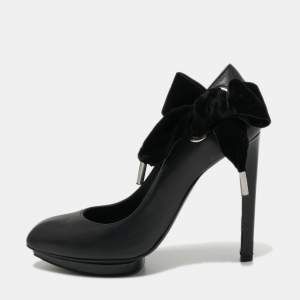 Pre Owned Alexander McQueen Black Leather Platform Pumps Size 36