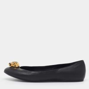 Alexander McQueen Black Leather Skull City Ballet Flats Size 36.5