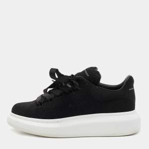 Pre Owned Alexander McQueen Black Knit Fabric Oversized Sneakers Size 36