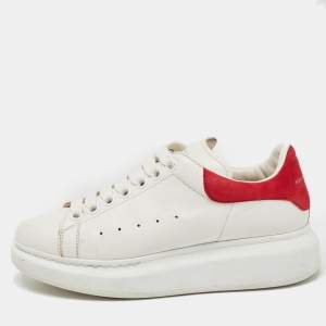 Pre Owned Alexander McQueen White Leather Oversized Sneakers Size 37.5