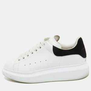 Pre Owned Alexander McQueen White Leather and Suede Larry Sneakers Size 38.5