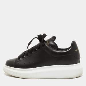 Alexander McQueen Black Leather Oversized Sneakers Size 38.5