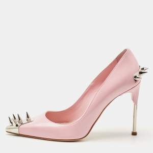 Alexander McQueen Pink Leather Spike Pumps Size 39