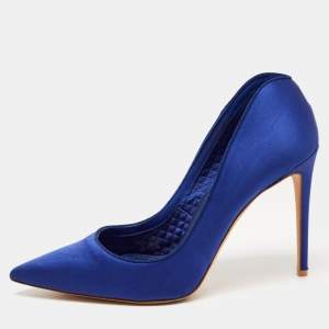 Pre Owned Alexander McQueen Blue Satin Heart Pumps Size 41