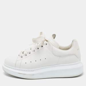 Alexander McQueen White Leather Oversize Lace Up Sneakers Size 38