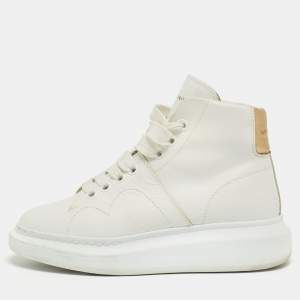 Alexander McQueen White Leather High Top Sneakers Size 36.5