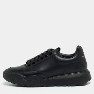 Alexander McQueen Black Leather Oversized Sneakers Size 39.5