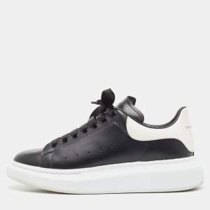 Alexander McQueen Black/White Leather Larry Sneakers Size 42.5