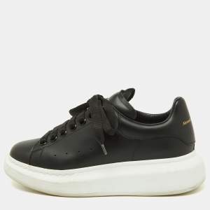 Alexander McQueen Black Leather Oversized Sneakers Size 37