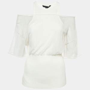 Alexander Wang Off-White Cotton knit Sheer Overlay Top L
