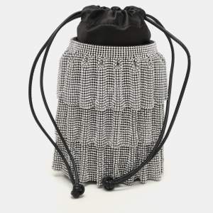 Alexander Wang Black Satin Crystal Embellished Bucket Bag