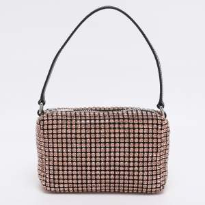 Alexander Wang Orange Crystal Embellished Mesh Medium Heiress Pouch