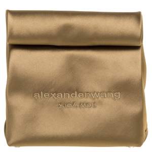 Alexander Wang Khaki Satin Foldover Clutch 