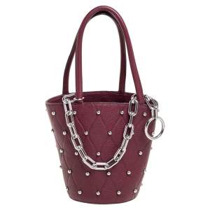 Alexander Wang Burgundy Leather Mini Roxy Studded Bucket Bag
